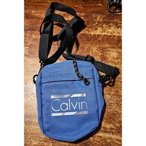 Calvin Men’s Blue Oxford Crossbody Bag with Adjustable Strap & Pockets